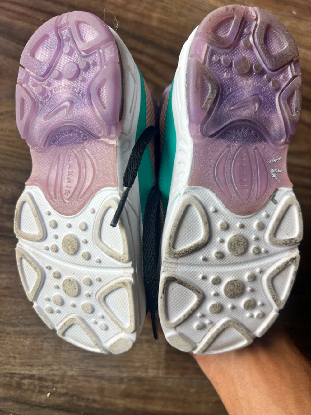 Nike Kids Black Sneakers with Purple Trim and Teal Logo - Picture 6 of 8